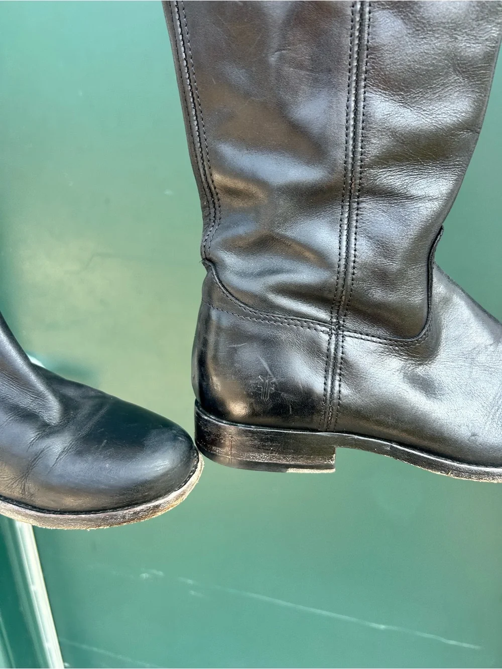 Frye Black Leather black Zip Riding Boots